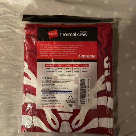 Supreme x Haines thermal bones shirt (size medium red) - Picture 2 of 2